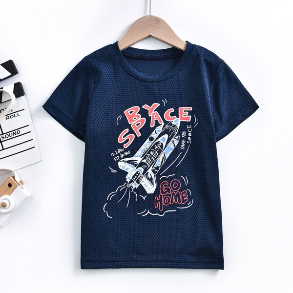 

Boys Rocket Print Tee, Navy blue