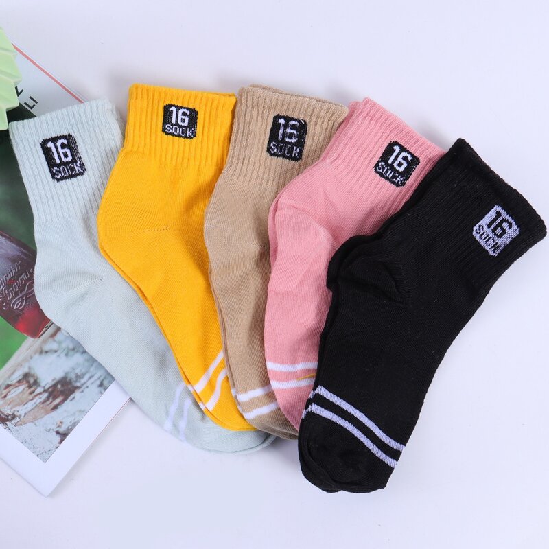 

5pairs Letter & Stripe Ankle Socks, Multicolor