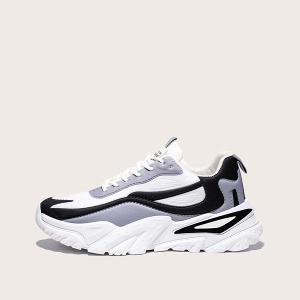 

Men Color Block Lace-up Front Chunky Sneakers, Multicolor
