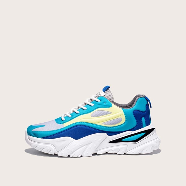 

Men Color Block Lace-up Front Chunky Sneakers, Multicolor