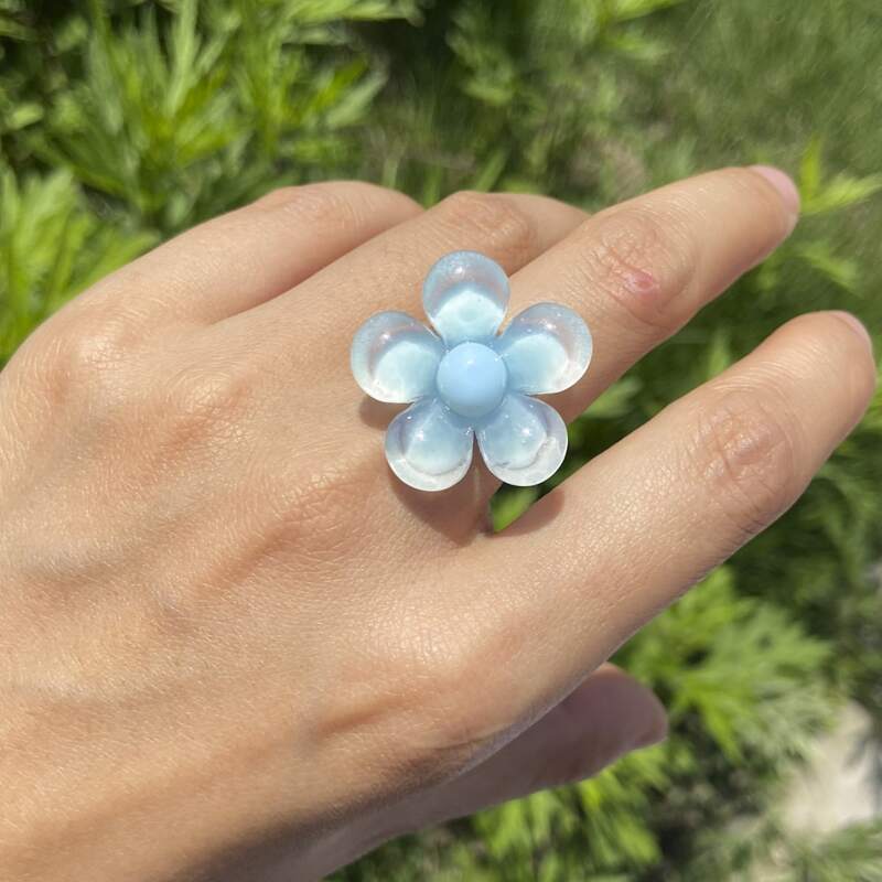 

Floral Decor Ring, Blue
