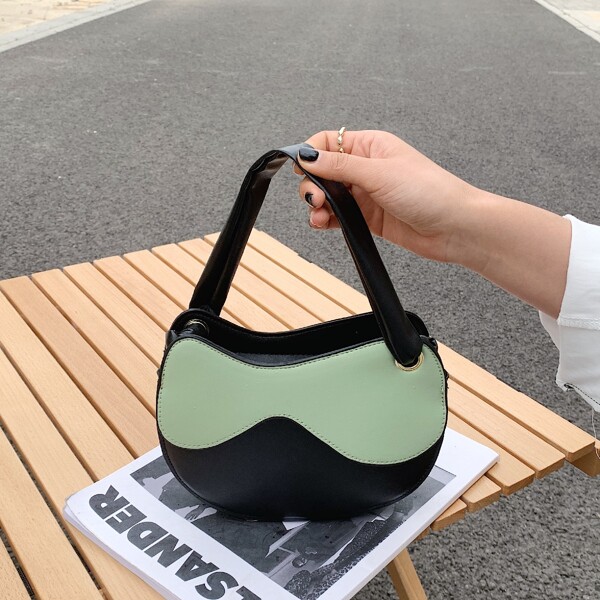 

Two Tone Satchel Bag, Green