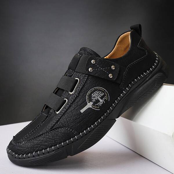 

Men Tree Pattern Loafers, Black