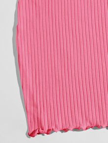 SHEIN EZwear Dress Lettuce Trim Plain Casual - Berwarna merah muda - View 4