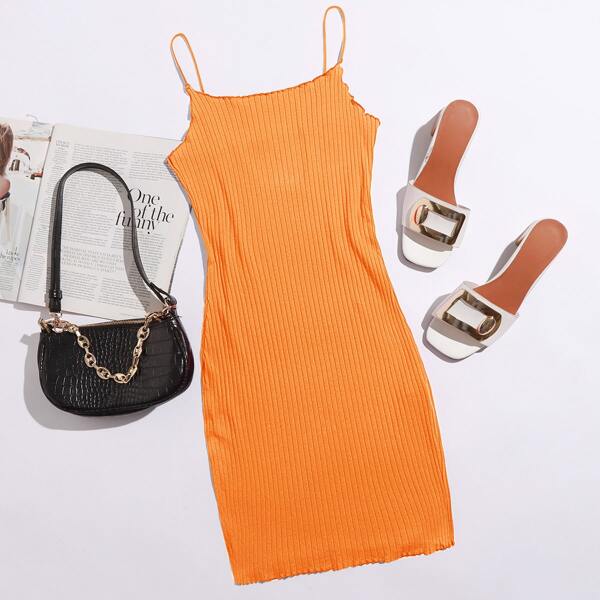 

Lettuce Trim Bodycon Dress, Orange