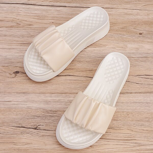 

Minimalist Ruched Slides, Beige