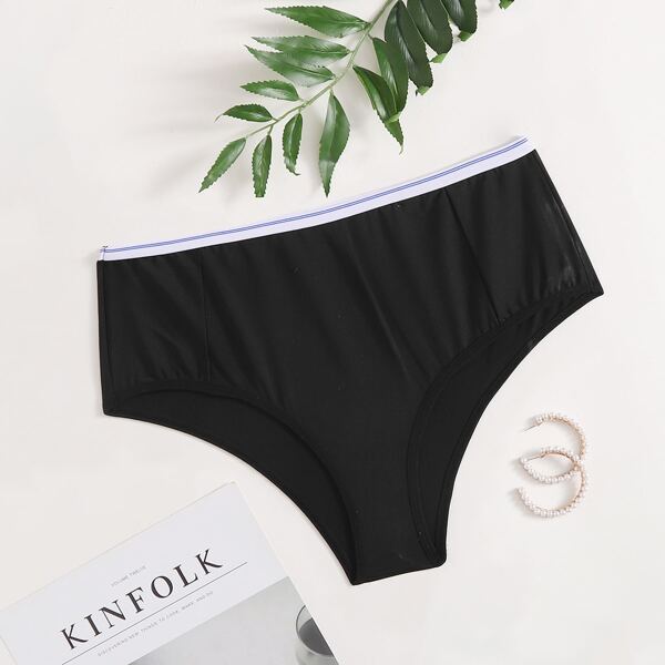 

Plus Contrast Trim Panty, Black