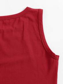 SHEIN EZwear Solid Crop Tank Top - Red - View 3