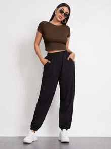 Nailea X SHEIN Rib-knit Crop Top