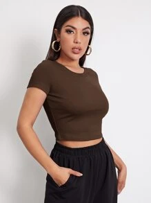 Nailea X SHEIN Rib-knit Crop Top