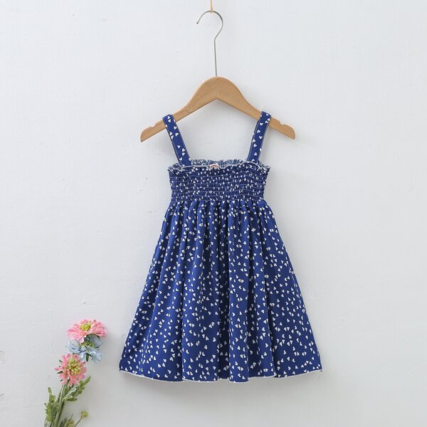 

Toddler Girls Confetti Heart Shirred Cami Dress, Navy blue