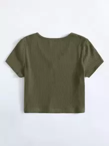 SHEIN EZwear V領羅紋針織上衣