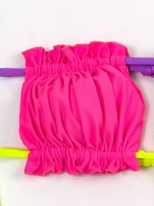 Summer Ruched Frill Bandeau Tie Side Bikini Set