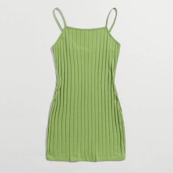 

Ribbed Cami Bodycon Mini Dress, Lime green