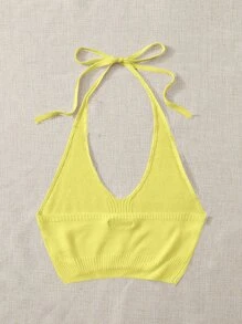 Tie Back Knit Top - Mustard Yellow - View 2