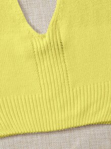 Tie Back Knit Top - Mustard Yellow - View 3