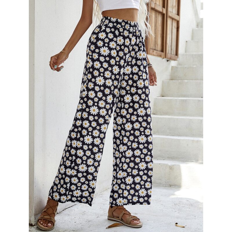 

Allover Daisy Wide Leg Pants, Multicolor