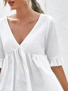 SHEIN Unity 荷葉邊娃娃上衣 - 白色 - 查看 5