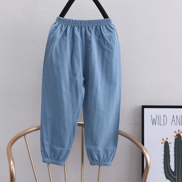 

Toddler Boys Solid Elastic Waist Pants, Dusty blue