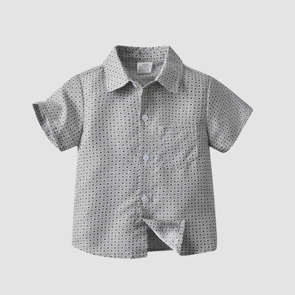 

Toddler Boys All Over Print Pocket Front Shirt, Grey