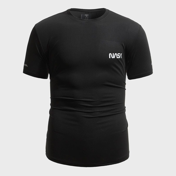 

Men Letter Graphic Sports Tee, Black
