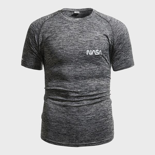 

Мужской Спортивная футболка & с текстовым принтом, Серый