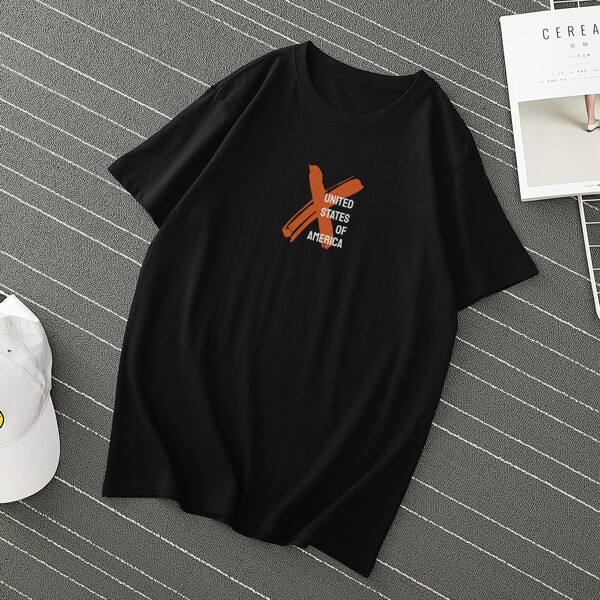 

Men Letter Graphic Tee, Black