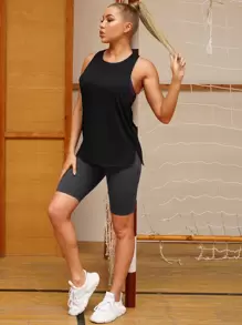 Camiseta Deportiva De Tirantes Con Espalda Estilo Nadador Y Sisas Amplias - Negro - Ver 1