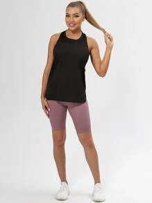 Camiseta Deportiva De Tirantes Con Espalda Estilo Nadador Y Sisas Amplias - Negro - Ver 3
