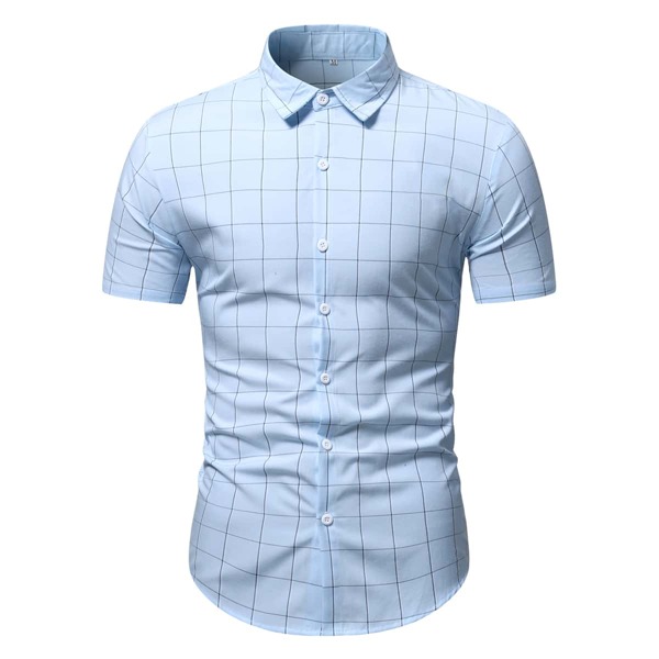 

Men Plaid Button Up Shirt, Baby blue
