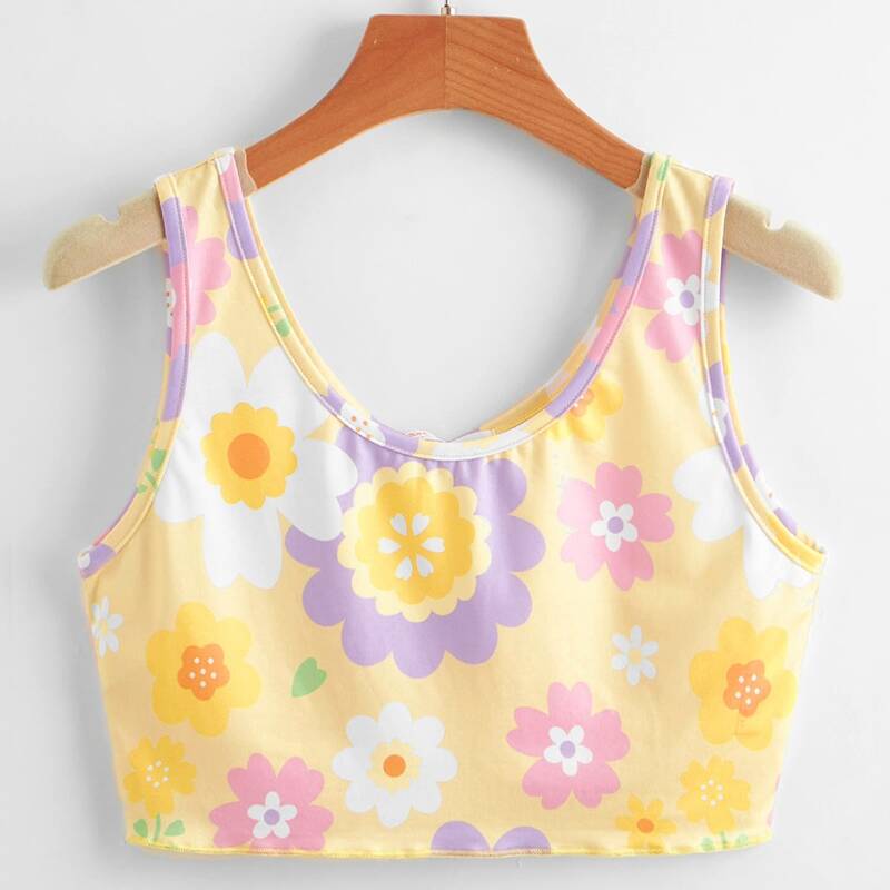 

Random Floral Print Tank Top, Multicolor