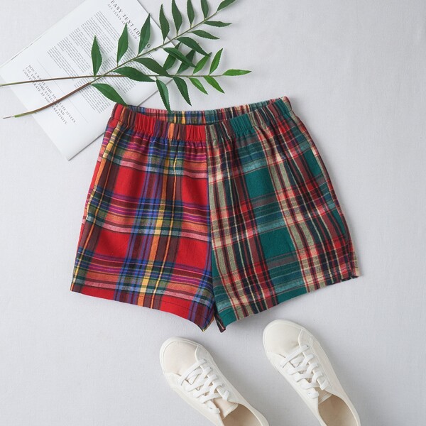 

Plus Tartan Plaid Shorts, Multicolor