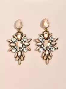 Rhinestone Drop Earrings - Multicolor - View 2