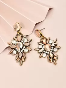 Rhinestone Drop Earrings - Multicolor - View 3