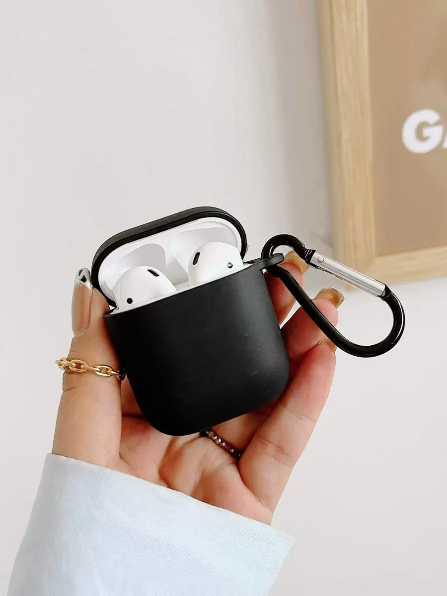 1pc Matte Black Bluetooth Earphone Case, Comes With 1 Earphone Case Hook, Compatible With AirPods Case, Compatible With AirPods Pro 3 Case, Compatible With AirPods 4 Case