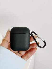 1pc Matte Black Bluetooth Earphone Case, Comes With 1 Earphone Case Hook, Compatible With AirPods Case, Compatible With AirPods Pro 3 Case, Compatible With AirPods 4 Case - Black - View 3