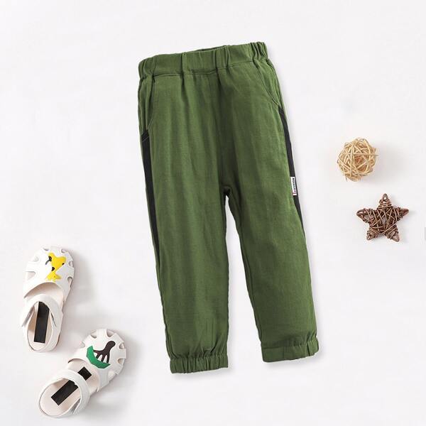 

Toddler Boys Side Seam Carrot Pants, Army green