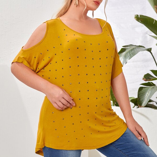 

Plus Cold Shoulder Tee, Yellow