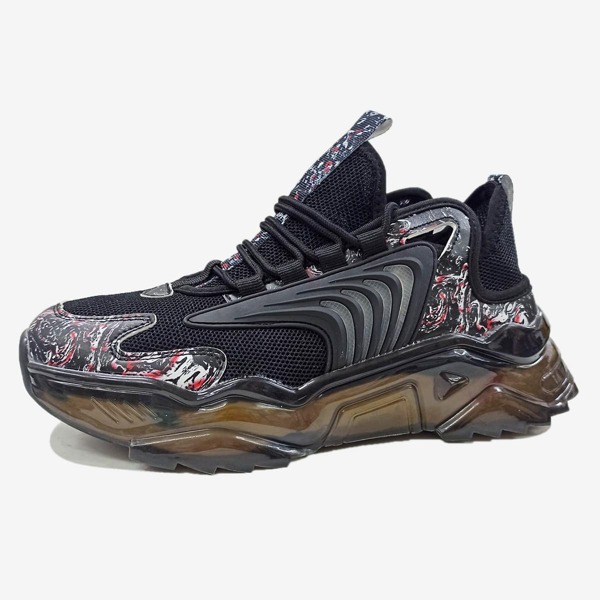 

Men Graphic Lace-up Front Sneakers, Black