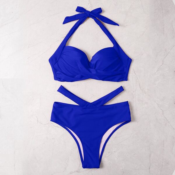 

Twist Front Push Up Bikini Swimsuit, Royal blue