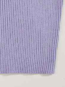 SHEIN Unity Top corto ribete con encaje tejido de canalé - Lila Púrpura - Ver 4