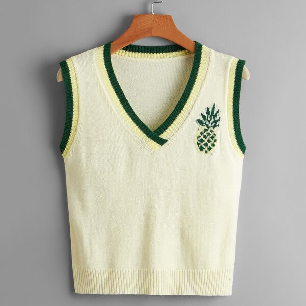 

Pineapple Pattern Sweater Vest, Yellow