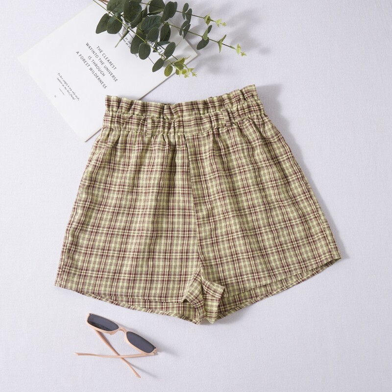 

Plaid Elastic Waist Shorts, Multicolor