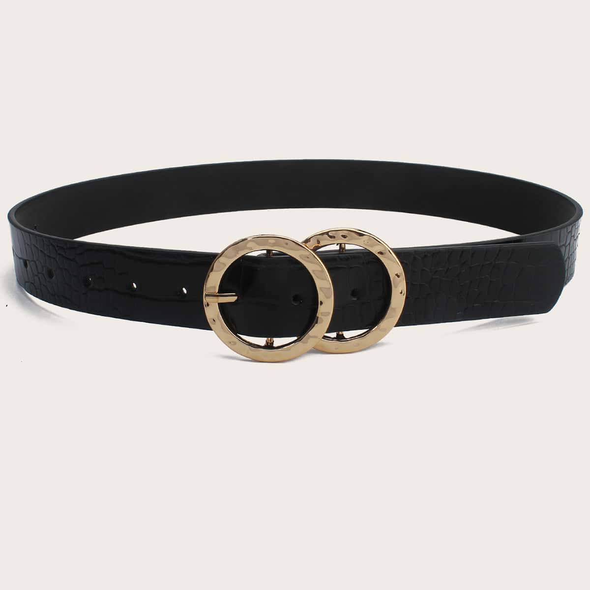 

1pc Double O-ring Buckle Belt, Black