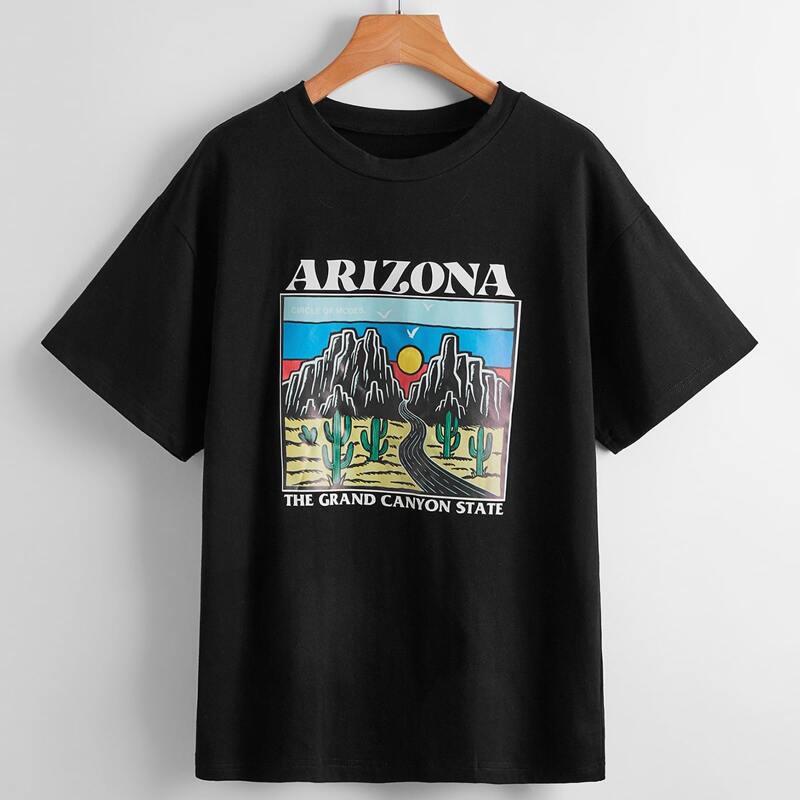 

Letter Cactus Graphic Tee, Black
