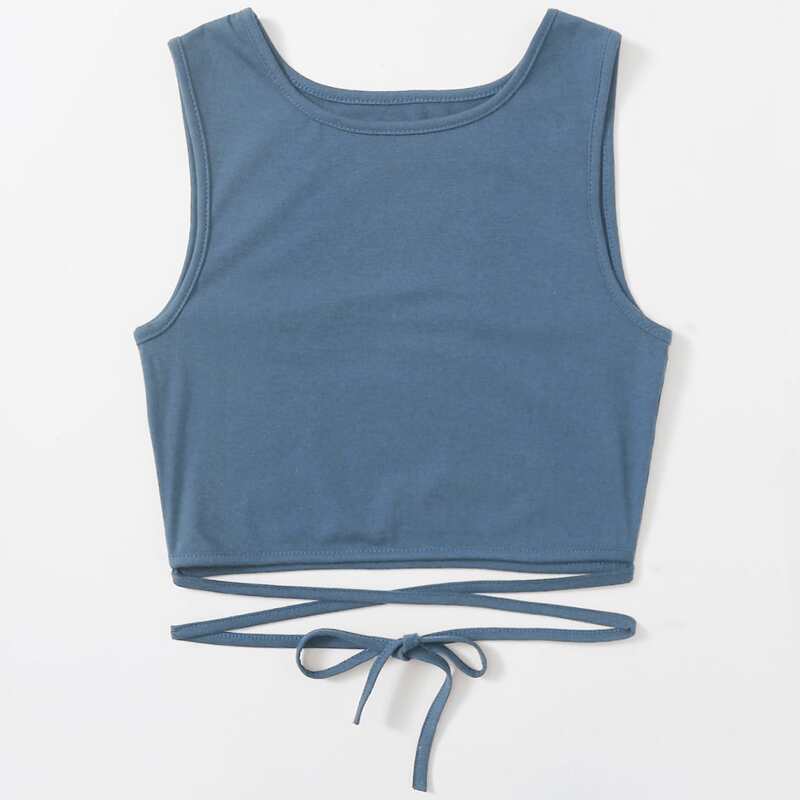 

Solid Criss Cross Tank Top, Blue