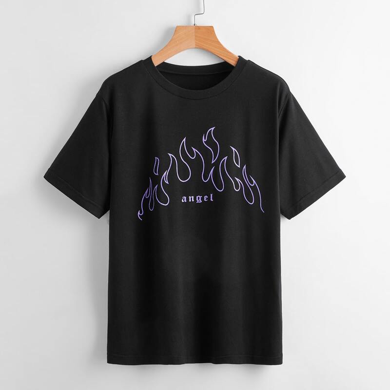 

Letter Fire Graphic Tee, Black