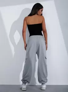 SHEIN Unity Áo liền quần chặt màu trơn Gợi cảm - màu đen - Xem 2