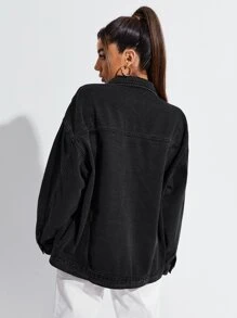 SHEIN EZwear Button Up Drop Shoulder Denim Coat