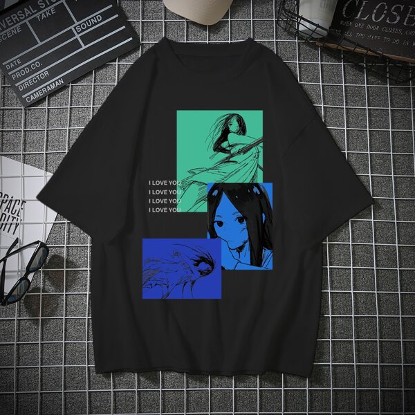 

Men Letter & Figure Graphic Tee, Black